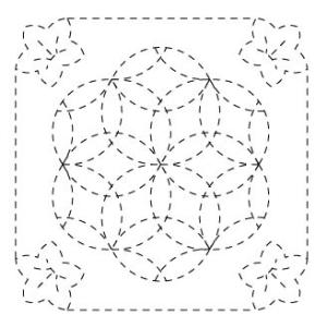 オリムパス　刺し子　花ふきん　布パック　桔梗と花刺し　白（糸別売り）