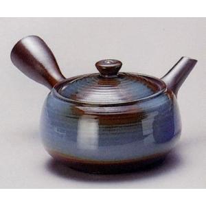 急須　1.5号　南蛮福形青釉　260ｃｃ　サークル網　陶山窯　陶器製