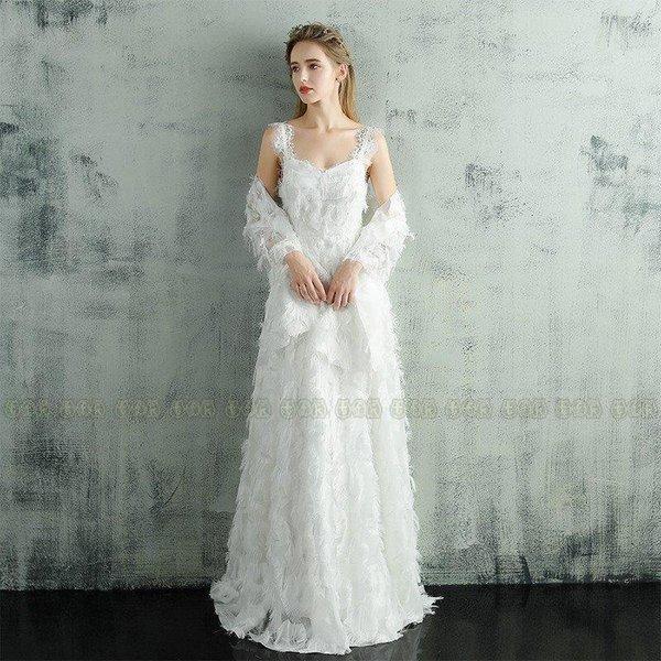 ウエディングドレス aライン 安い 白 ウェディングドレス ロング 花嫁 結婚式 パーティードレス ...