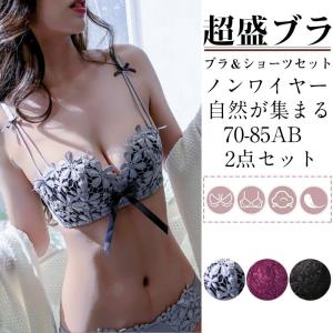 ブラ&amp;ショーツセット 脇高ブラ 脇肉ブラジャー 下着女性 上下セット ショーツセット ブラセット 女性下着セット 補正ブラ 脇高 脇肉 補整 谷間 大きいサイズ