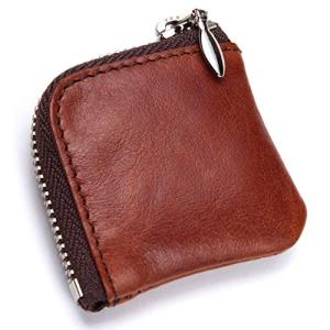 [革工房グランロワ]小銭入れ 小さい ミニ 財布 コインケース メンズ L字 ラウンドファスナー コンパクト 本革 薄い (ブラウン)