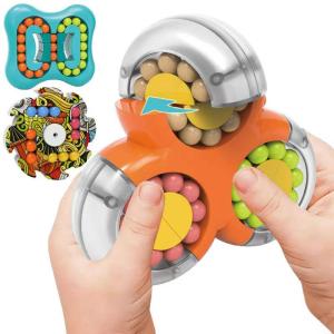指先ジャイロルービックキューブ 四角 回転マジックビーンパズル 知育おもちゃ 両面ルービックキューブボール IQゲームおもちゃ  減圧玩具