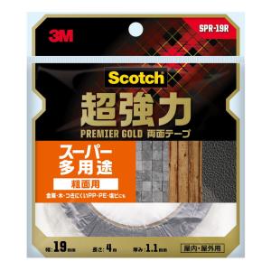 3M 超強力両面テープ プレミアゴールド スーパー多用途 粗面用 幅19mm×長さ4m SPR-19R