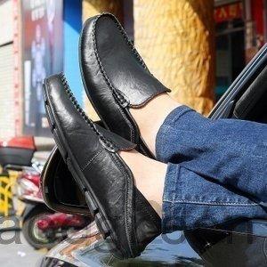 モカシンメンズシューズ紳士靴ローファー革シュー...の詳細画像2