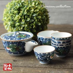 有田焼 茶器 奥川忠右門作 牡丹彫文玉露茶器 item no.1f320 : ハマダヤ