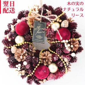 クリスマスリース クリスマス 飾り 花 ギフト 赤 ゴールド おしゃれ ドライフラワー アート ナチュラルリース リース ギフト プレゼント 24センチ