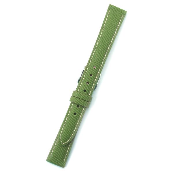 時計バンド １４ミリ 牛革 繊維柄 グリーン 送料１００円より ＢＡＮＢＩ バンビ 時計ベルト １４...