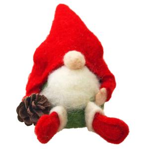 ウールクリスマス目隠しおすわりサンタ Ｍサイズ クリスマス おしゃれ かわいい 北欧 羊毛 温かい 卓上 テーブル 飾り 装飾 置物 小物｜kobe-craft