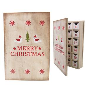 木製アドベントカレンダーブック ナチュラル クリスマス おしゃれ かわいい 北欧 木製 ナチュラル 温かい 卓上 テーブル 飾り 装飾 置物 小物 雑貨 アドベント｜kobe-craft