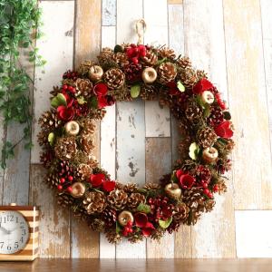 デラックスクリスマスリース 60cm ゴールド 特大 玄関 おしゃれ 北欧