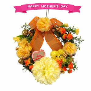 母の日ギフトリース20cm イエロー プードル ギフト カーネーション