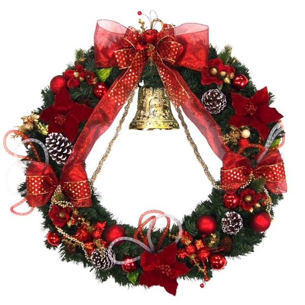 クリスマスリース 80cm レッド　特大 玄関 おしゃれ 北欧 手作り