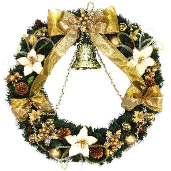 クリスマスリース 80cm ゴールド　特大 玄関 おしゃれ 北欧 手作り