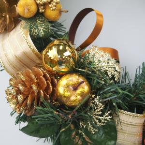 クリスマスリース 40cm ゴールド 玄関 お...の詳細画像5