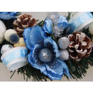 クリスマスリース 30cm ライトブルー 玄関...の詳細画像1