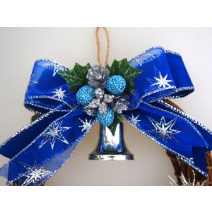 クリスマスリース 20cm ブルー 玄関 おし...の詳細画像1