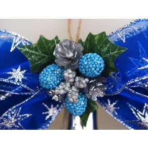 クリスマスリース 20cm ブルー 玄関 おし...の詳細画像2