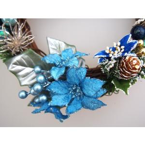 クリスマスリース 20cm ブルー 玄関 おし...の詳細画像4