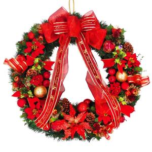 クリスマスリース 造花 ポインセチア 50cm 豪華 クリスマス リース