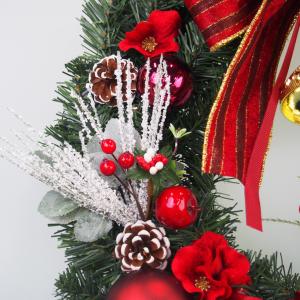 クリスマスリース40cmワインレッド 玄関 部...の詳細画像2