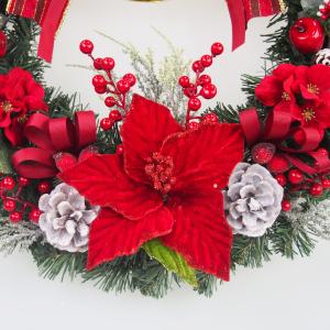 クリスマスリース40cmワインレッド 玄関 部...の詳細画像3