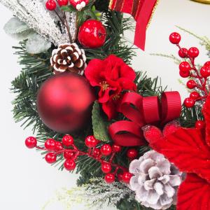 クリスマスリース40cmワインレッド 玄関 部...の詳細画像5