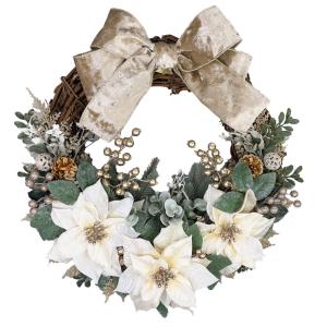 大きいリース☆ウエディングプレート側にも♡ ウェルカムリース プリザーブドフラワー 白いバラ 結婚式 ウエディング