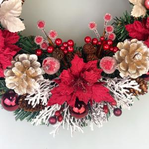 クリスマスリース 25cm ナチュラル ワイン...の詳細画像5