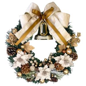 クリスマスリース 40cm パールホワイト 玄関 おしゃれ 北欧 上品 高級