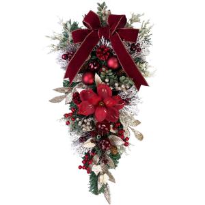 クリスマスリース 60cm レッド　壁掛け 玄関 おしゃれ 北欧 手作り
