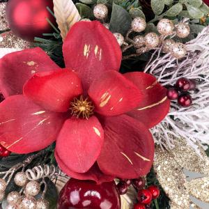 クリスマスリース 60cm レッド 壁掛け 玄...の詳細画像2