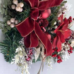 クリスマスリース 60cm レッド 壁掛け 玄...の詳細画像3