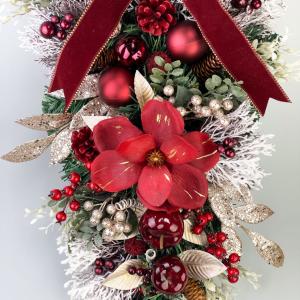 クリスマスリース 60cm レッド 壁掛け 玄...の詳細画像5
