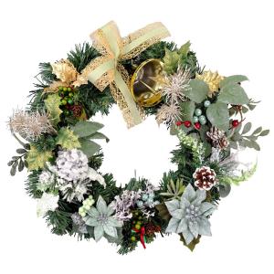 クリスマスリース 30cm グリーン スノー ナチュラル ナチュラル 玄関 おしゃれ 北欧 手作り 高級 エレガント