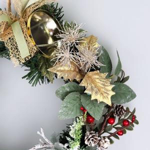 クリスマスリース 30cm グリーン スノー ...の詳細画像2