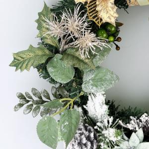 クリスマスリース 30cm グリーン スノー ...の詳細画像3