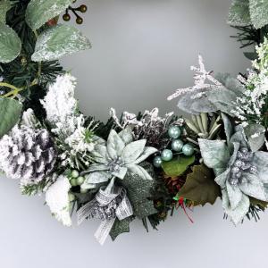 クリスマスリース 30cm グリーン スノー ...の詳細画像4