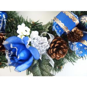 クリスマスリース 25cm ブルー 玄関 おし...の詳細画像3