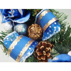 クリスマスリース 25cm ブルー 玄関 おし...の詳細画像4