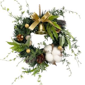 デラックスクリスマスリース 60cm ゴールド 特大 玄関 おしゃれ 北欧