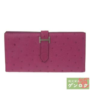 【中古】エルメス オーストリッチ ベアンスフレ 長財布  C刻印（2018年） オーストリッチ ピンク   HERMES【質屋】【代引き手数料無料】｜kobe78genroku