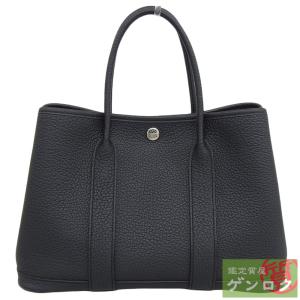 【中古】HERMES エルメス ガーデンパーティTPM ハンドバッグ ブラック レザー □Z刻印(2021年) レディース【質屋】【代引き手数料無料】