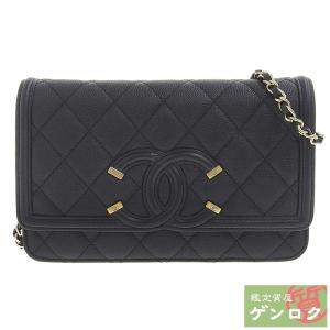 【中古】CHANEL シャネル ショルダーバッグ マトラッセ チェーンショルダー チェーンウォレット ブラック レザー  29番台【質屋】｜kobe78genroku