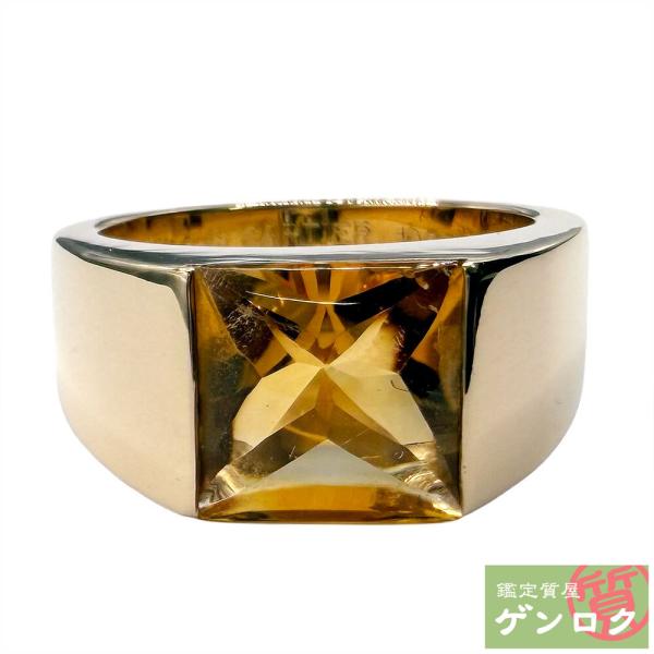 【中古】Cartier カルティエ タンク シトリン リング 指輪 750YG #49【質屋】【代引...