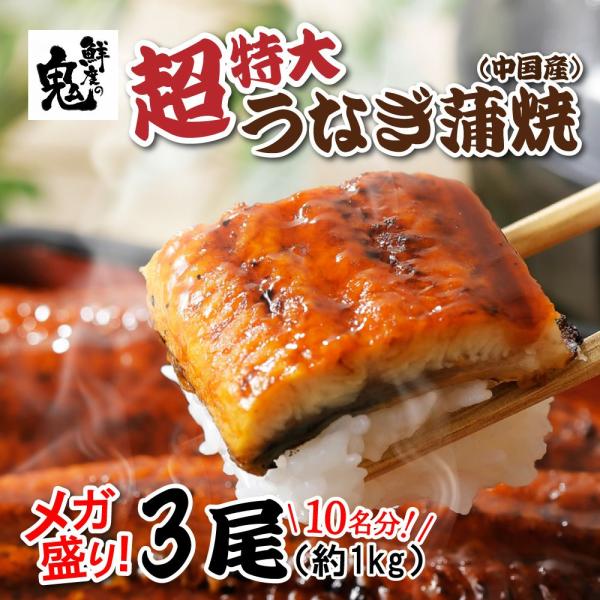特大 サイズ うなぎ 蒲焼 3尾 セット 中国産 16時まで当日発送 大容量 メガ盛り 約 1kg ...