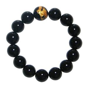 開運 昇龍彫水晶＆虎目石（タイガーアイ） 12mm ブレスレット 16.5cm