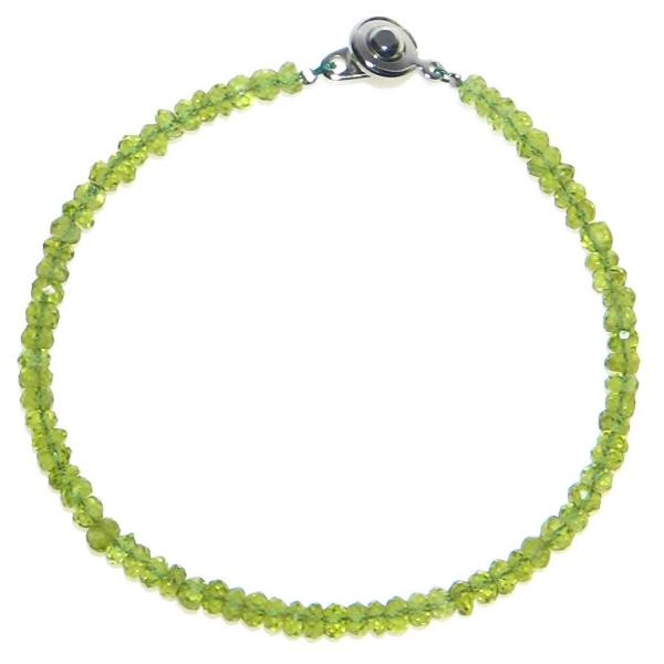 ペリドット ボタンカット 4mm ブレスレット 8月 誕生石 15cm 16.5cm ポジティブ 夫...