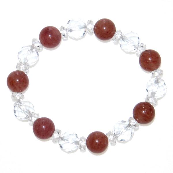 高級AA モスコバイト&amp;水晶10mmブレス 16.5cm 4月 誕生石 クリスタル クオーツ クウォ...