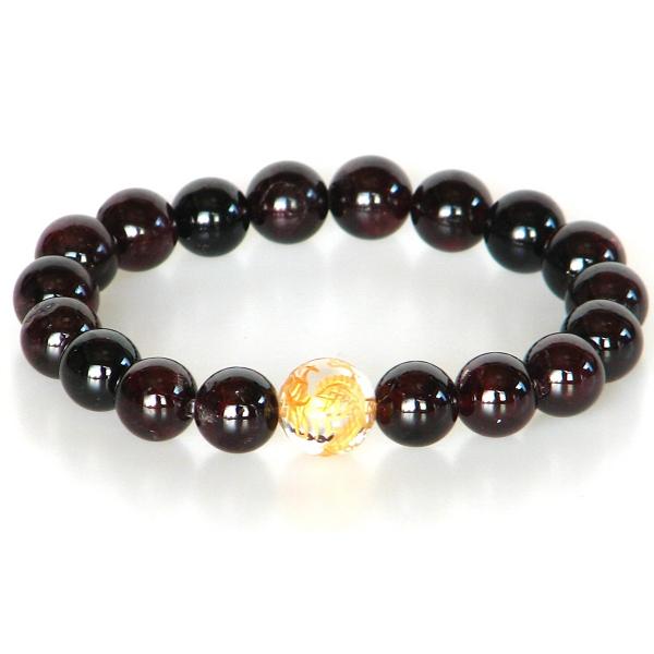 金彩色昇龍水晶12mm＆ガーネット10ｍｍ ブレスレット 16.5cm 18cm 20cm 1月 誕...