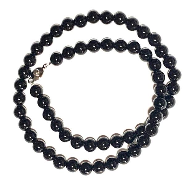 麗しく光るオニキスネックレス 8mm 8月 誕生石 全長60cm ギフト プレゼント 数珠 念珠 天...